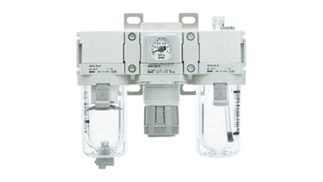 SMC 1/2 in FRL Assembly, Automatic Drain, 5 μm Filtration Size - Yes | AC40-F04DG-D