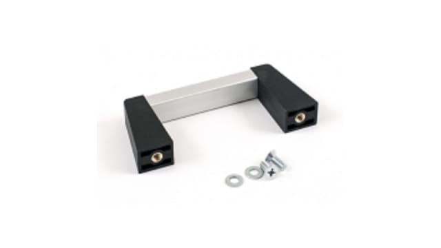 Hammond Black Powder Coated Clear, Grey, Black Plastic, Aluminium Drawer Handle 13 mm Height, 42 mm Width, 96 mm Length | 1427GBC