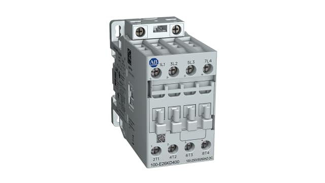 Allen Bradley 100-E Contactor Contactor, 100/250 V ac Coil, 4-Pole, 45 A, 9 kW, 2 NC/2 NO | 100-E26KD200