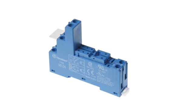Finder 95 Series 250V Rail or Panel Mount Relay Socket, for use with 40.51, 40.52, 40.61, 40.62 Series Relay | 9505SMA