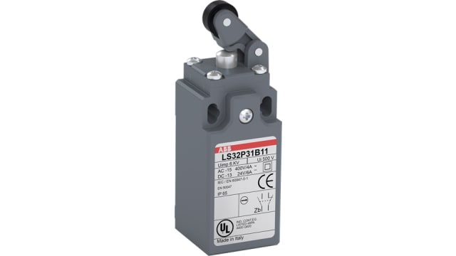 ABB Roller Lever Limit Switch, 1NO/1NC, IP66, Zinc Alloy Housing, 400V ac ac Max | 1SBV010231R1211