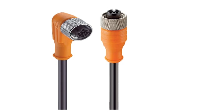WIKA Female 4 way M12, Right Angle to Female 4 way M12, Straight Sensor Actuator Cable, 5 m | 14293481