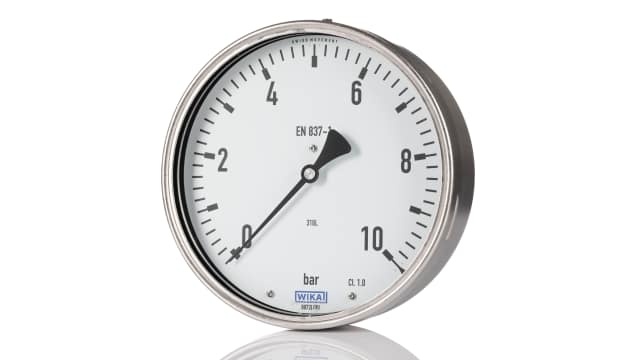 WIKA 1/4 NPT Analogue Pressure Gauge 10bar Back Entry 63mm Outside Diameter | 46911557