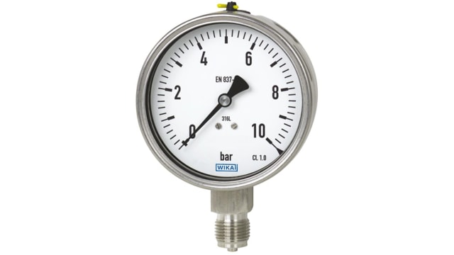 WIKA 1/4 NPT Analogue Pressure Gauge 10bar Bottom Entry 63mm Outside Diameter | 48635004