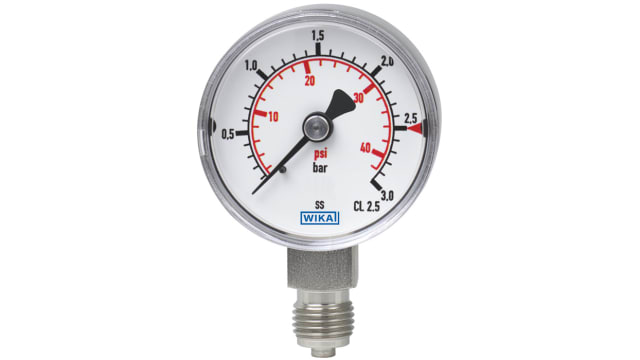 WIKA NPT 1/4 Analogue Pressure Gauge 6bar Back Entry 50mm Outside Diameter | 13341031