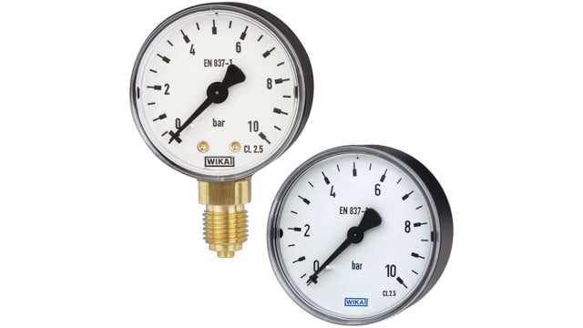 WIKA NPT 1/8 Analogue Pressure Gauge 10bar Back Entry 40mm Outside Diameter | 43274536