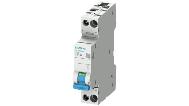 Siemens 1 Phase Industrial Surge Protector, 2 A, 230 V, DIN Rail | 5SY1704-4