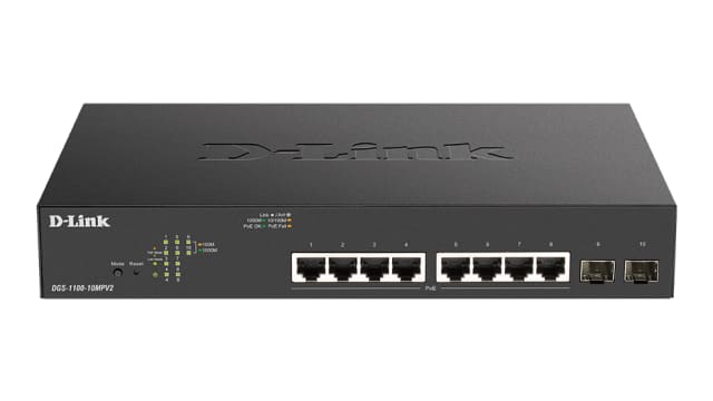 D-Link 10-Port Gigabit Smart Managed Max PoE Switch, Smart 10 Port Smart Switch With PoE EU | DGS-1100-10MPV2/E