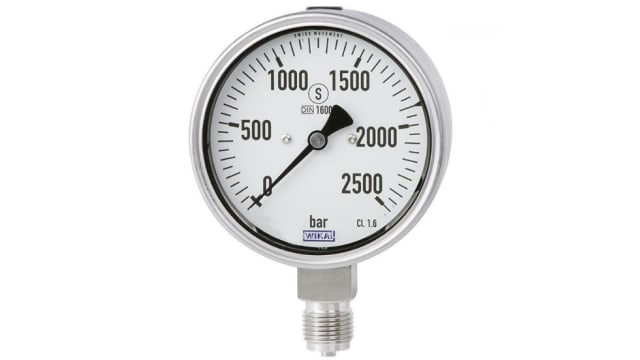 WIKA 9/16-18 UNF Female Analogue Pressure Gauge 2000bar Bottom Entry 100mm Outside Diameter | 48732614