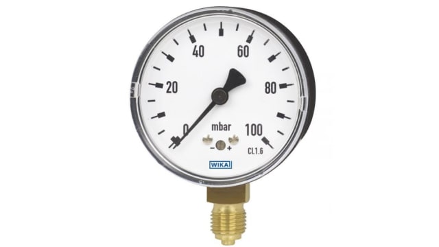 WIKA R 1/4 Analogue Pressure Gauge 160mbar Back Entry 63mm Outside Diameter | 48743325