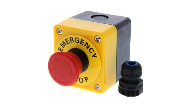 Omron A22E Series Emergency Stop Push Button, Surface Mount, DPST, IP65 | A22E-M-02B