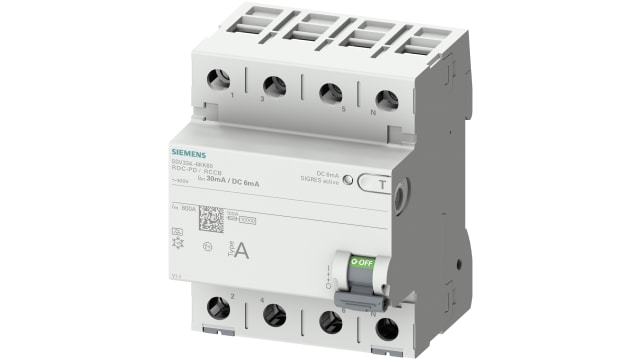 Siemens RCCB, 63A, 4 Pole, 30mA, Type A, 400V | 5SV3346-6KK60