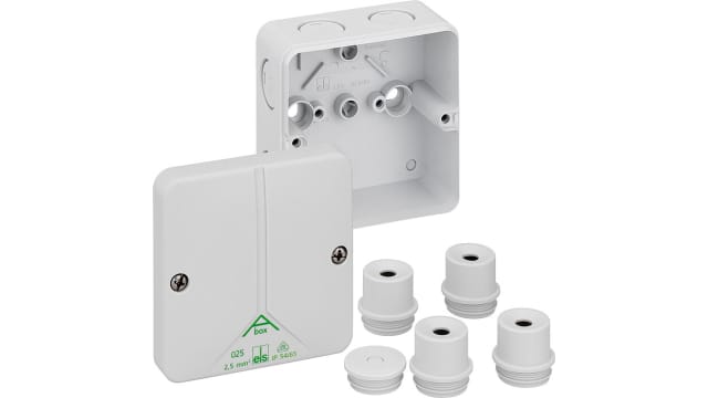 Spelsberg Abox m 025-L Series Grey Polystyrene Junction Box, IP65, IP54, 0 Terminals, 82 mm, 82 mm 52 mm | 80240001