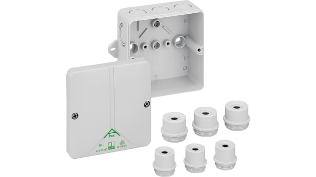 Spelsberg Abox m 025 Series Grey Polystyrene Junction Box, IP54, IP65, 0 Terminals, VDE, 94 mm, 94 mm 57 mm | 80440101