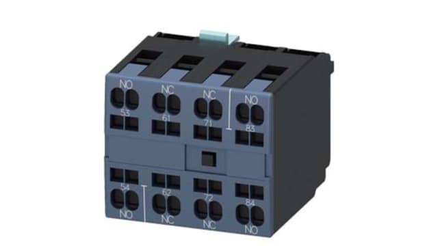 Siemens Auxiliary Switch Block, 4 Contact, 2NO + 2NC, Snap-On Mounting, SIRIUS 3RH | 3RH19212XA220MA0