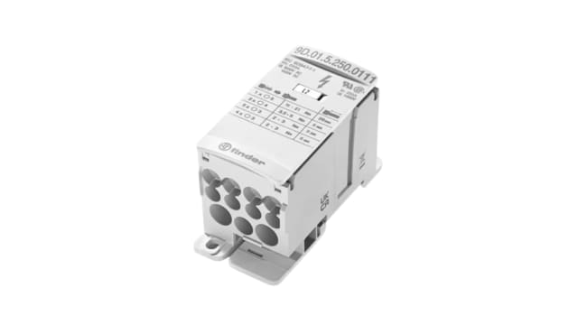 Finder Non-Fused Terminal Block, 12 Way, 1000/1500 V, 100kA, White | 9D.01.5.175.0210