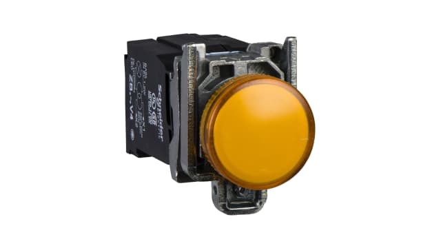 Schneider Electric, XB4, Flush Mount Orange Incandescent Pilot Light, 22mm Cutout, IP66, IP67, IP69(IP69K), Round, 110 | XB4BV35