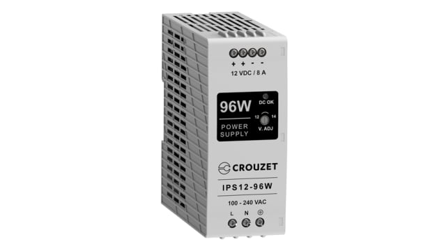 Crouzet 89452 Linear DIN Rail Power Supply, 90 → 264V ac ac Input, 12V dc dc Output, 8A Output, 96W | 89452121