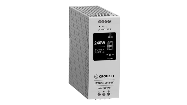 Crouzet 89452 Switched Mode DIN Rail Power Supply, 90 → 264V ac ac Input, 24V dc dc Output, 10A Output, 240W | 89452242