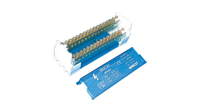 nVent ERIFLEX Distribution Block, 2 Way, 500 V, 40A, Blue | 563720