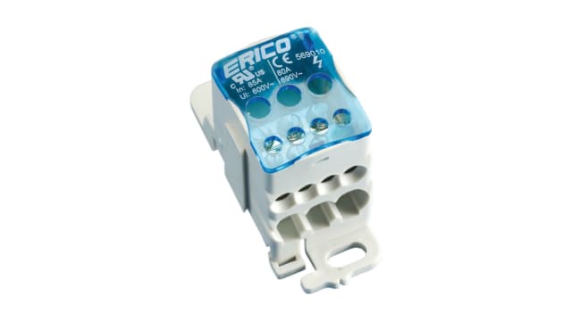 nVent ERIFLEX Distribution Block, 1 Way, 1 kV, 80A, Blue | 569010