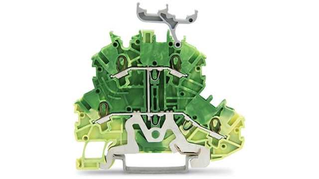 WAGO 2000-2237 TOPJOB S Series DIN Rail Terminal Block Yellow, Green, 1 mm², 2-Level, Cage Clamp, IECEx, EAC Ex, ATEX | 2000-2237