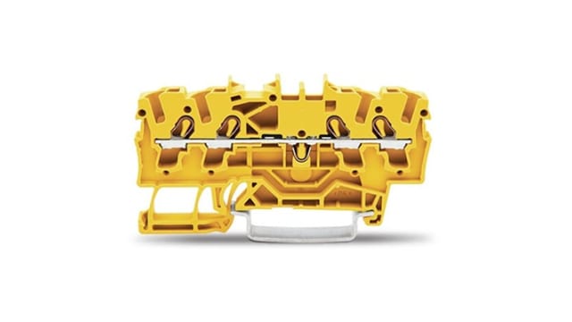 WAGO 2002-1406 TOPJOB S Series DIN Rail Terminal Block Yellow, 2.5 mm², 1-Level, Push-in, IECEx/ATEX/CSA | 2002-1406