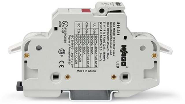 WAGO 32A Fuse Holder for 10 x 38mm Fuse, 1P, 600V ac | 811-311