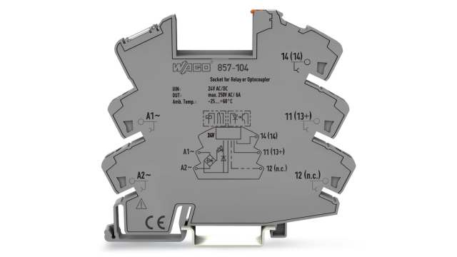 WAGO 857 300V DIN Rail Relay Socket, for use with Basic Relays | 857-104
