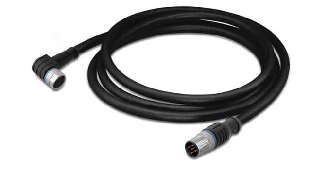 WAGO Female 3 way M8, Right Angle to Male 3 way M12, Straight Actuator/Sensor Cable, 1 m | 756-5509/030-010