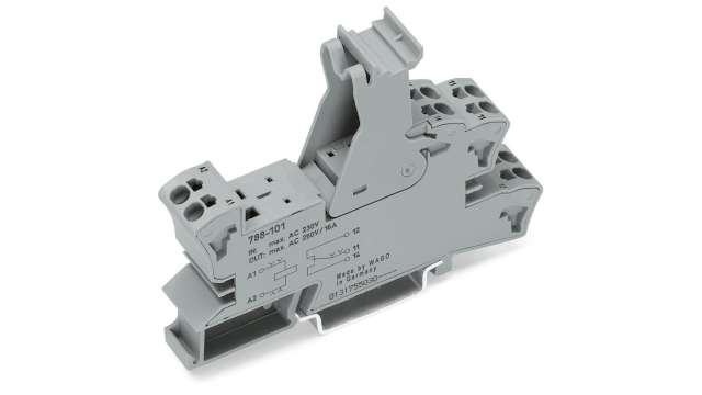 WAGO 788 2 Pin 300V DIN Rail Relay Socket, for use with Basic Relays | 788-103