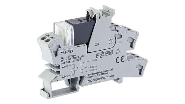 WAGO 788 Series Relay Module, DIN Rail Mount, 12V dc Coil, SPDT, 1-Pole, 16A Load | 788-353