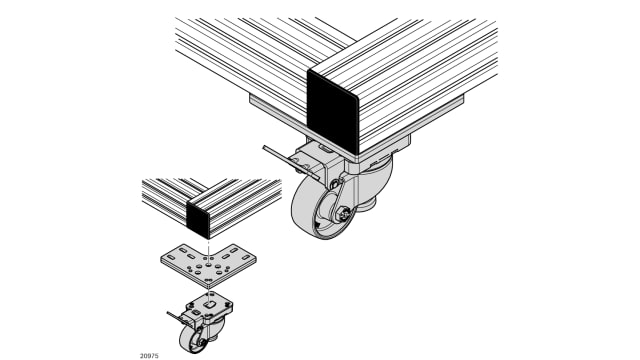 Bosch Rexroth Swivel Castor Wheel, 2300N Capacity, 80mm Wheel | 3842547890