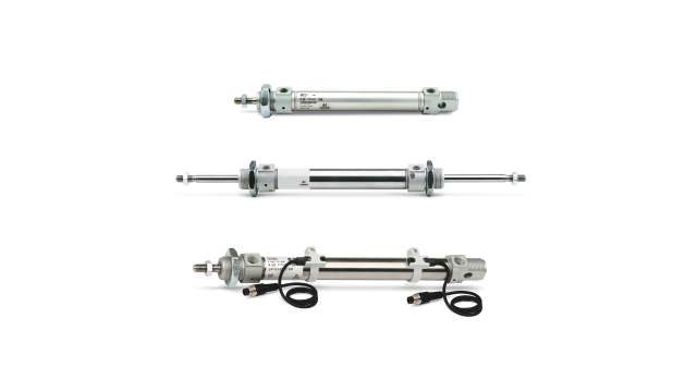 Camozzi Pneumatic Piston Rod Cylinder - 24N2A25A080 25 mm Bore, 80 mm 141.5 mm Series, Double Acting Acting | 24N2A25A080