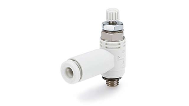 SMC ASV Series Threaded Speed Exhaust Controller, M5 x 0.8 Inlet Port x 6mm Tube Outlet Port | ASV220F-M5-06