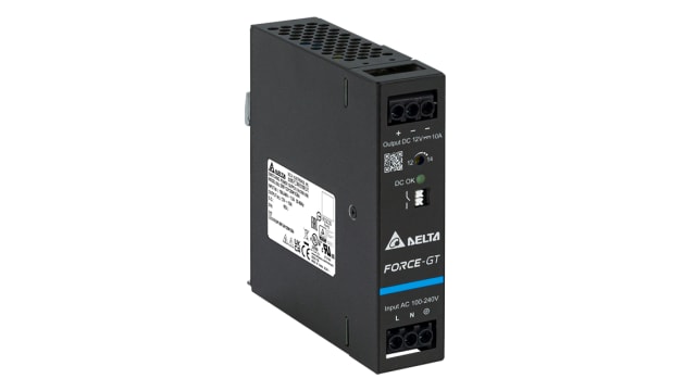 Delta Electronics DRF-120W Switched Mode DIN Rail Power Supply, 90 → 264V ac ac Input, 12V dc dc Output, 10A | DRF-12V120W1GBA