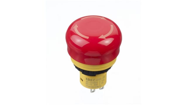Idec X6 Series Latching Emergency Stop Push Button, Panel Mount, 16.2mm Cutout, 2NC, IP65 | AB6E-3BV02PRM