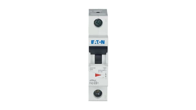 Eaton Moeller 278554 Miniature Circuit Breaker, 1-Pole, 5 A, Type C, 415 V ac AC, 48 V DC, 10 kA Breaking Capacity | 278554 FAZ-C5/1