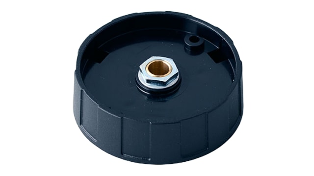 OKW 50mm Black Potentiometer Knob for 6mm Shaft Round Shaft, A2550060 | A2550060