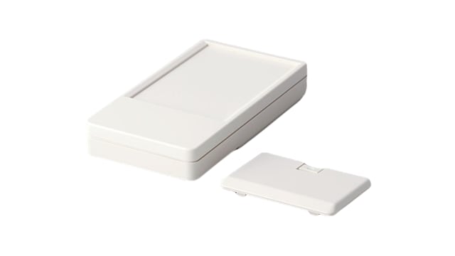 OKW A90 Series Off-White ABS Handheld Case Integral Battery Compartment, IP54, 120 mm x 22 mm x, 65 mm | A9072127