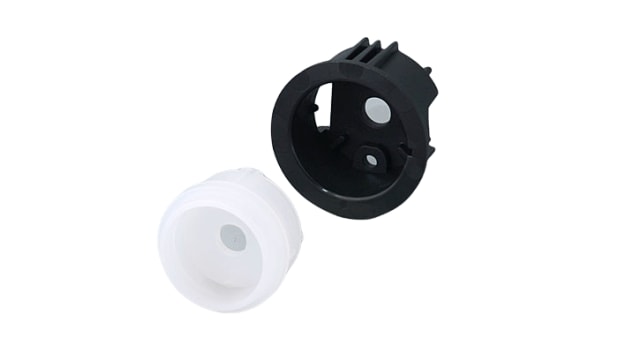 OKW Black, White Potentiometer Knob Round Shaft, B8733201 | B8733201