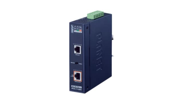 Planet 1 Port 1 Port PoE Injector, 48 to 56 V Input 60 W, 45/53 V Output, 2 A | IPOE-171-60W