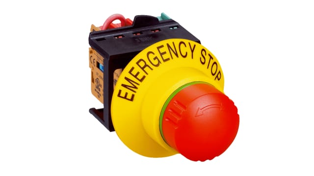 SICK ES21 Series Emergency Stop Push Button, Panel Mount, 1NO, 2NC, IP65 | ES21-SB14G1 / 6053944