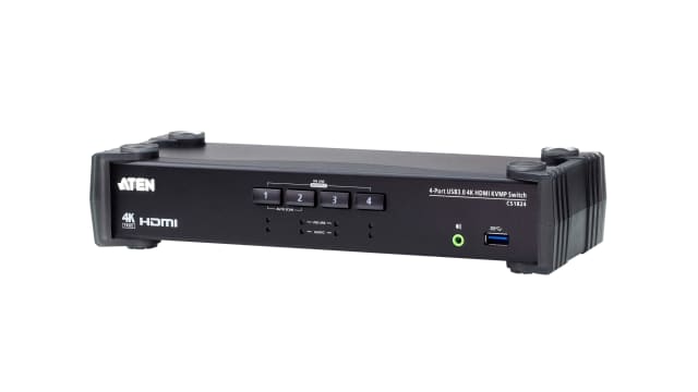 Aten 4 Port 1 Displays USB HDMI KVM Switch 3.5mm Audio Jack Female 4096 x 2160 pixel Maximum Resolution | CS1824