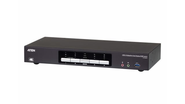 Aten 4 Port 2 Displays USB DisplayPort KVM Switch 3.5mm Audio Jack Female 4096 x 2160 pixel Maximum Resolution | CS1944DP