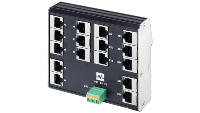 Murrelektronik Limited 58 Series DIN Rail Network Hub, 16, 100Mbps Transmission, 9 to 36 V dc | 58904