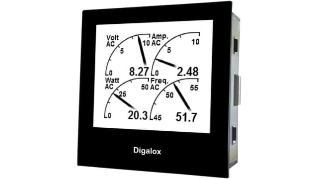 TDE Instruments DPM72 LCD Digital Panel Multifunction Meter for Voltage, Frequency, Current,  68 mm  x 68 mm | DPM72-MP
