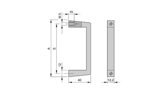 Nuvotem Talema 10501 Series Front Handle for Use with Desktop, 132 x 12.2mm | 10501006