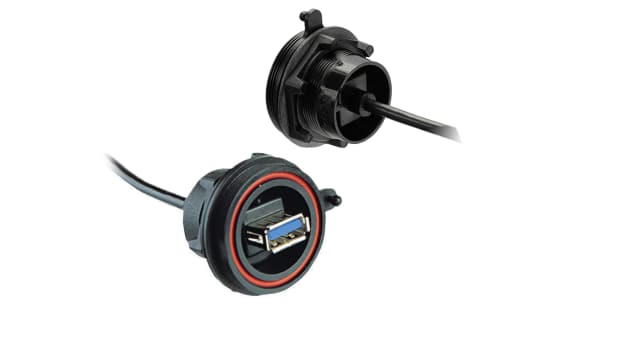 Bulgin Straight, Panel Female- 1 Port Type USB Type A IP68 USB Connector USB 3.0 | PX0843/A3