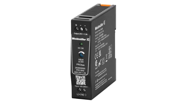 Weidmüller PRO BAS DIN Rail Power Supply, 264V ac ac, dc Input, 24V dc dc Output, 1.3A Output, 30W | 2838500000